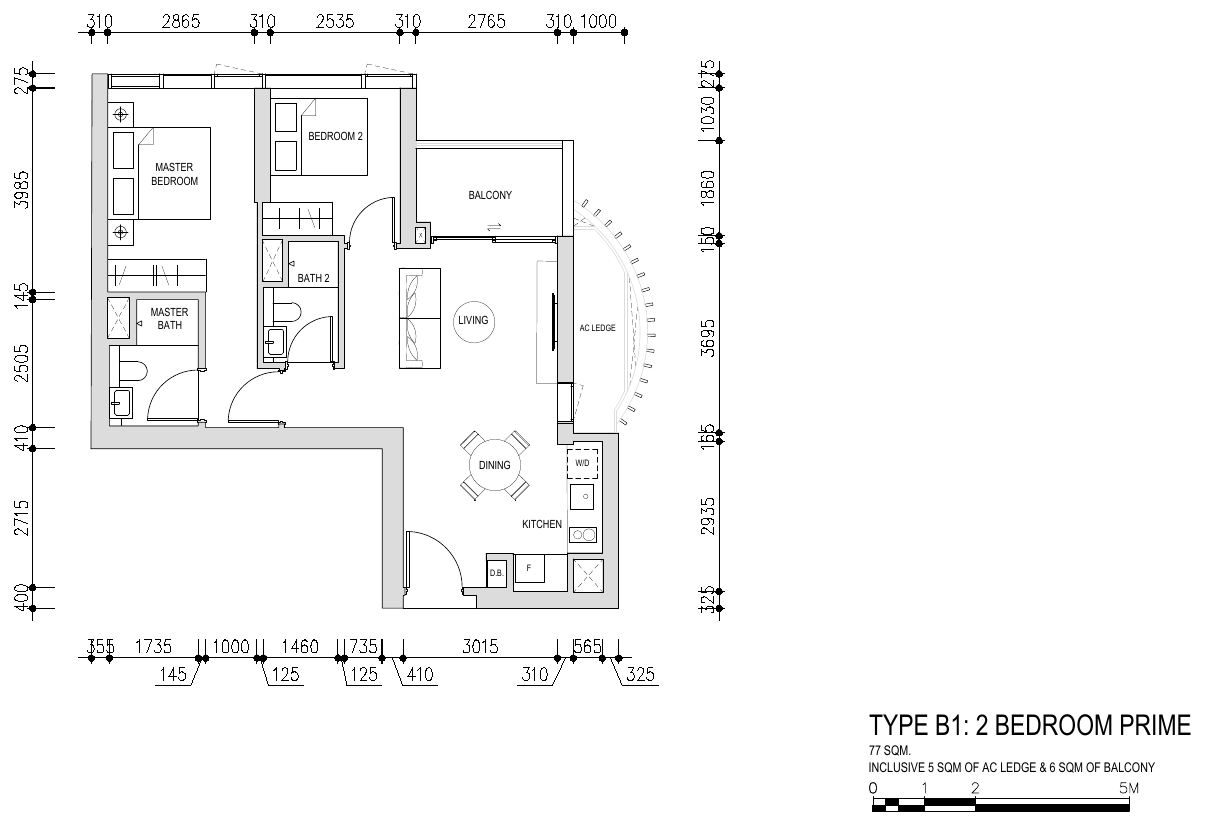 2-Bedroom Prime · Type B1 · 829 sqft