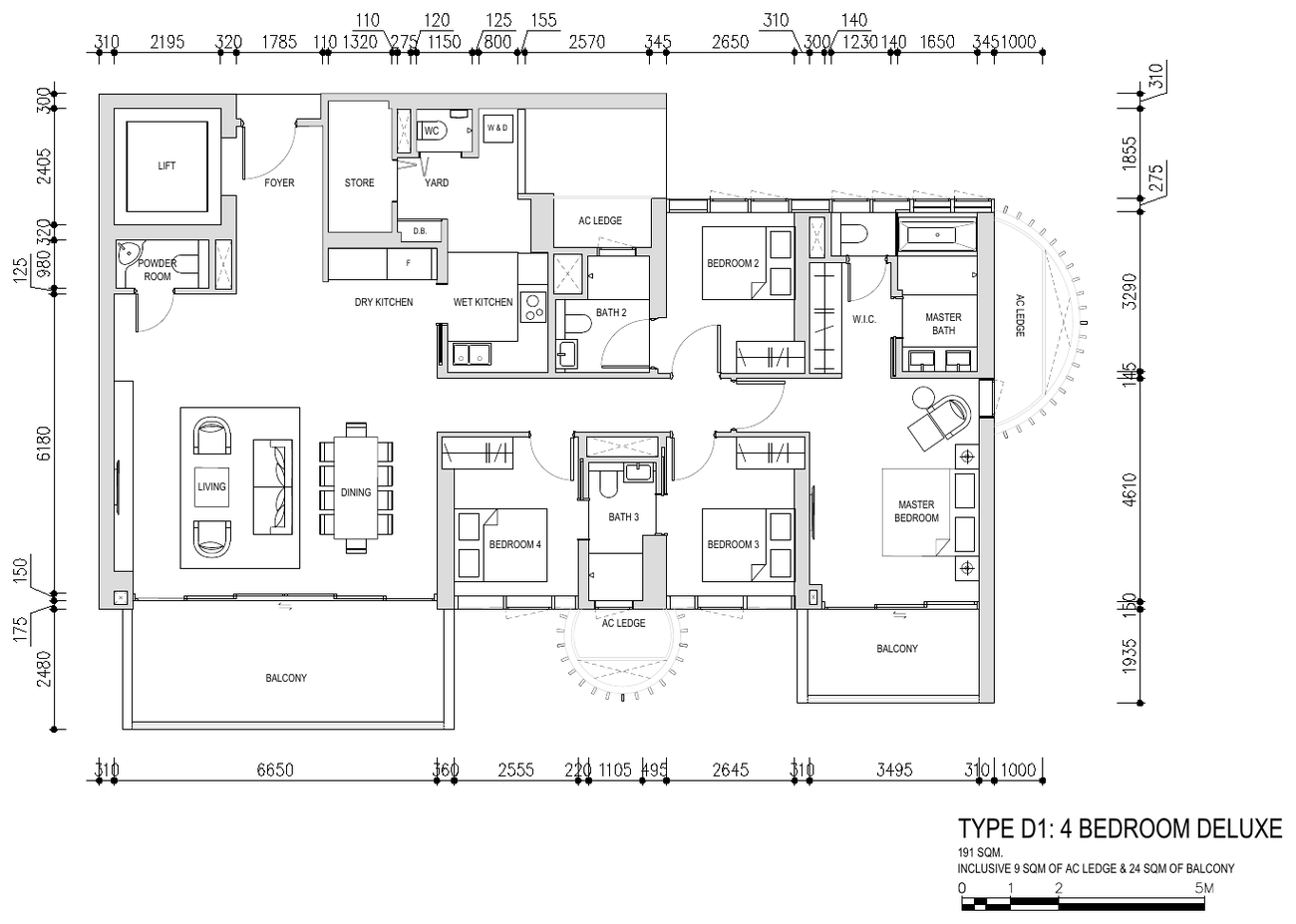 4-Bedroom Deluxe · Type D1 · 2,056 sqft
