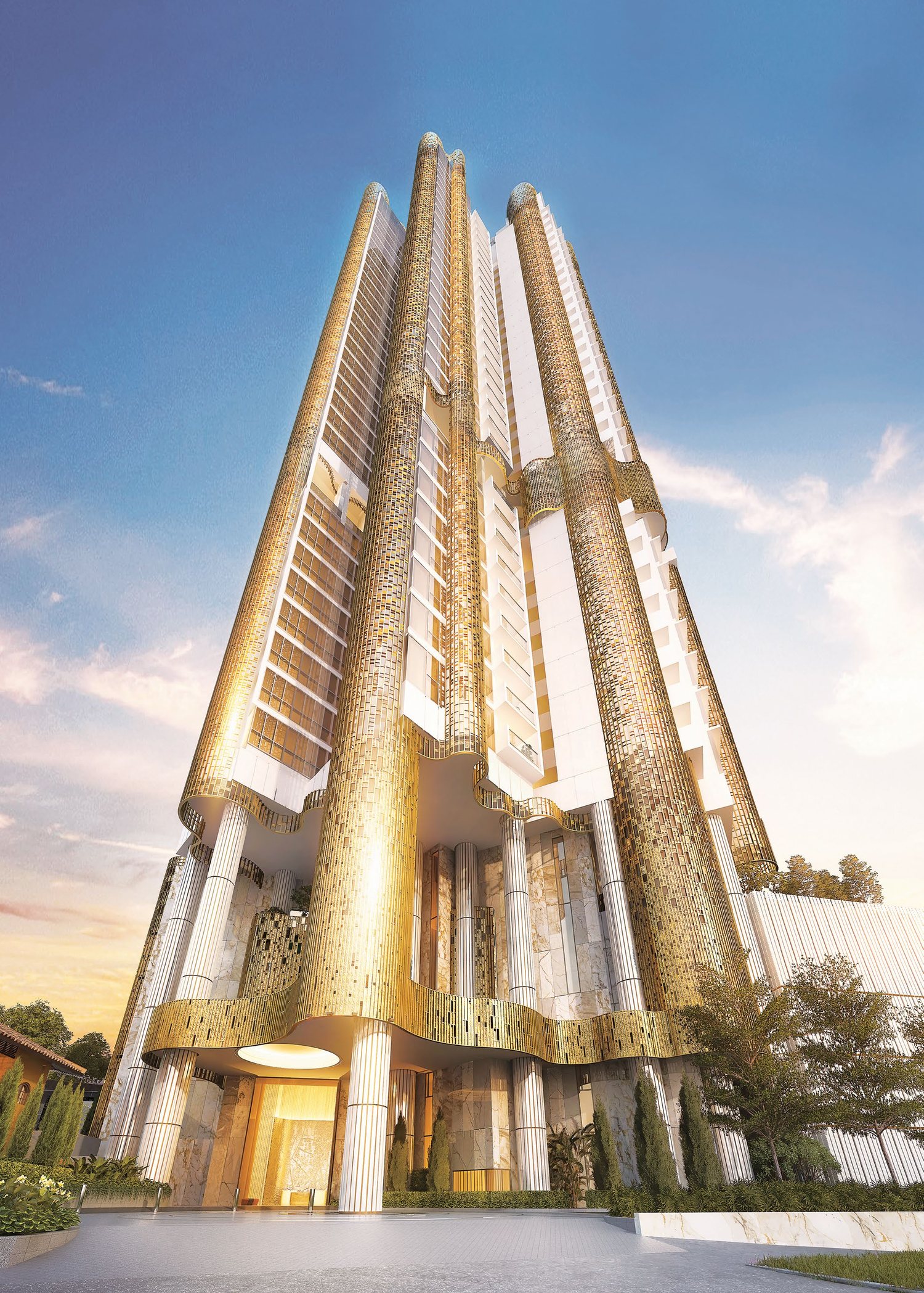 The gilded 36-storey tower